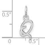 Uppercase Letter Q Initial Charm Pendant in Real 14k White Gold