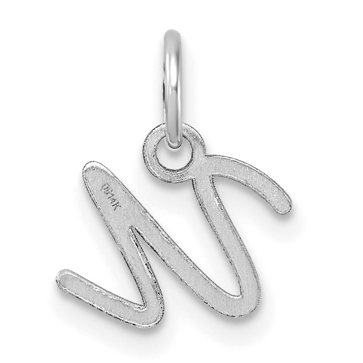 Uppercase Letter U Initial Charm Pendant in Real 14k White Gold