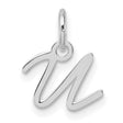 Uppercase Letter U Initial Charm Pendant in Real 14k White Gold