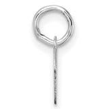 Uppercase Letter V Initial Charm Pendant in Real 14k White Gold