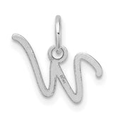 14k White Gold Initial W Pendant Charm, Script Letter Monogram Jewelry for Women