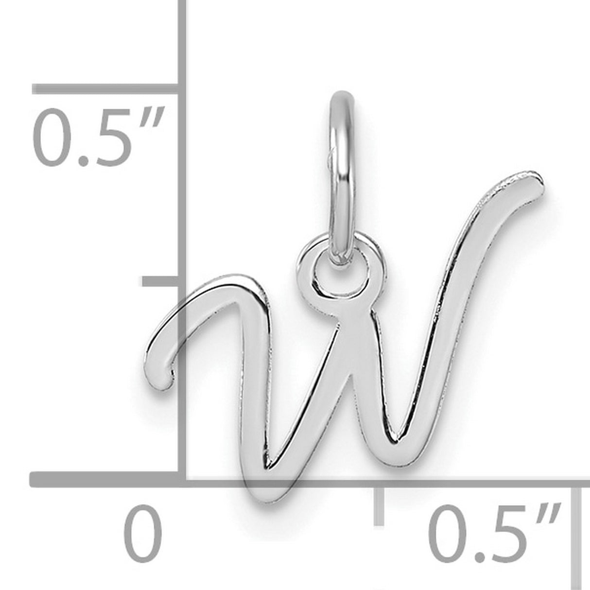 14k White Gold Initial W Pendant Charm, Script Letter Monogram Jewelry for Women