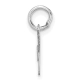 Uppercase Letter X Initial Charm Pendant in Real 14k White Gold
