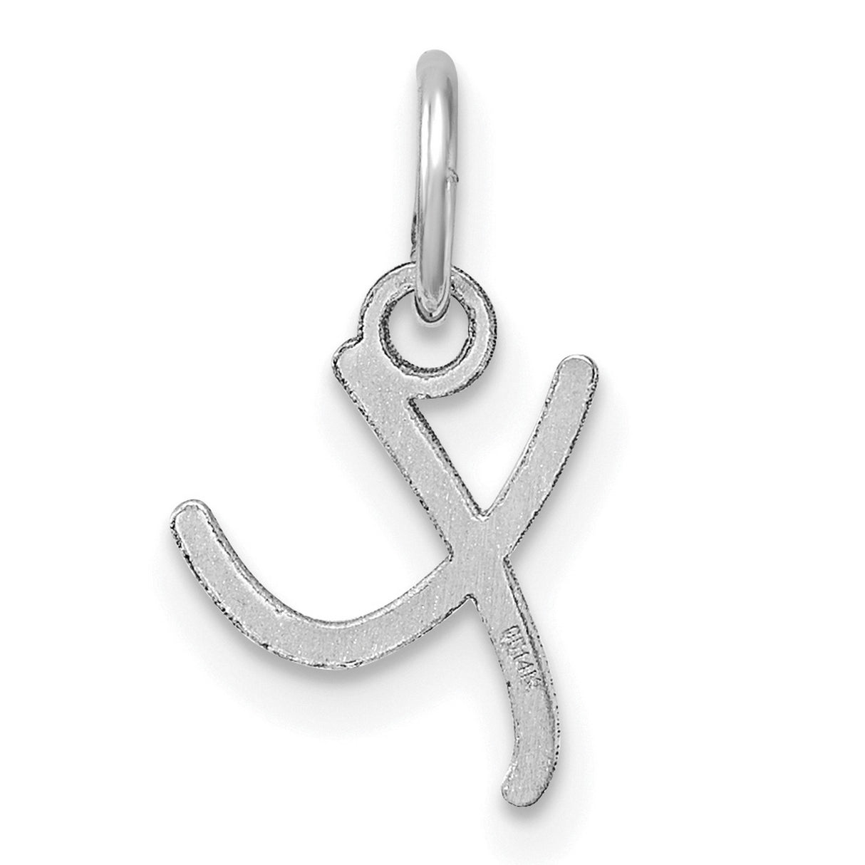 Uppercase Letter X Initial Charm Pendant in Real 14k White Gold