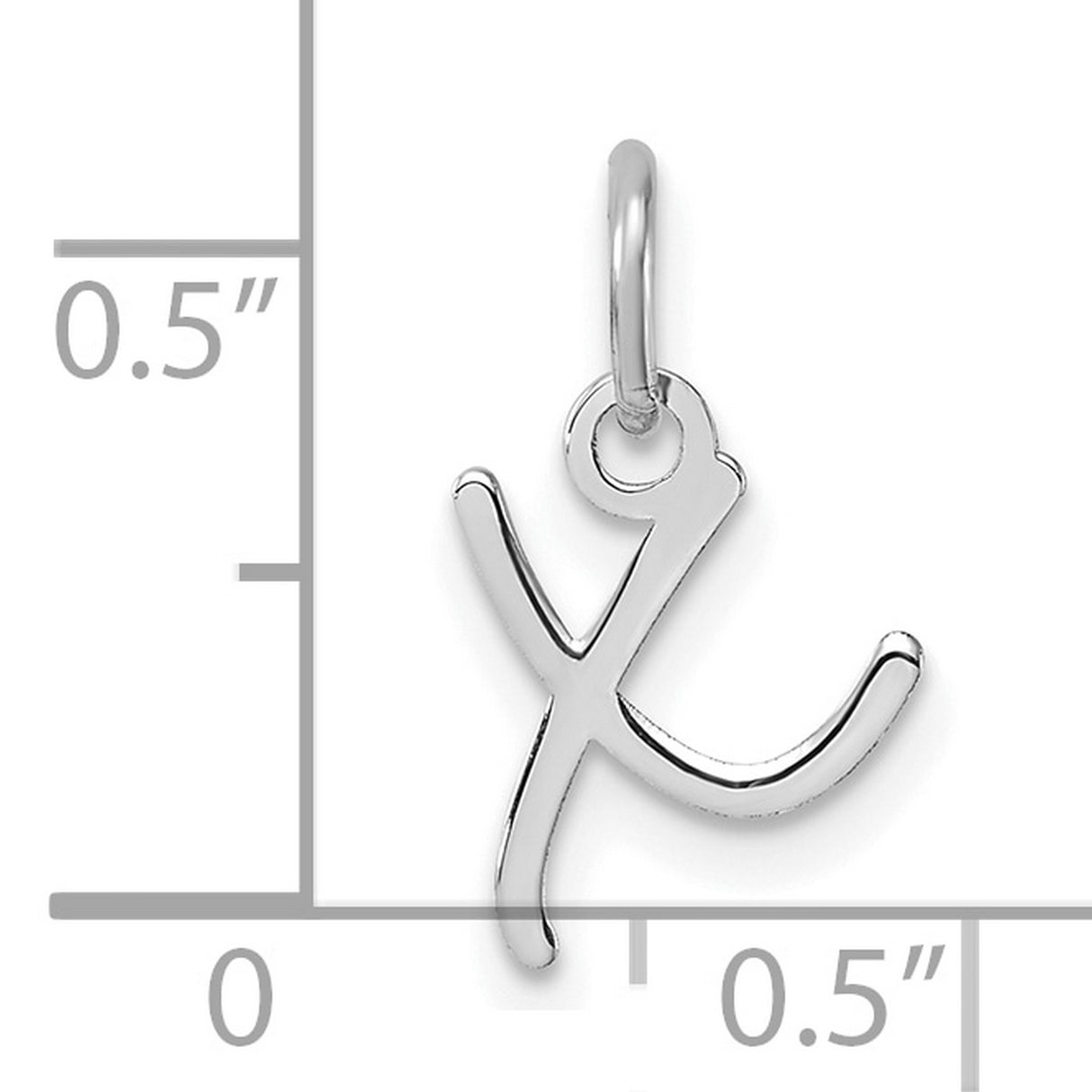 Uppercase Letter X Initial Charm Pendant in Real 14k White Gold