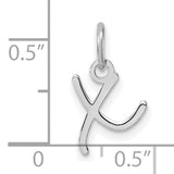 Uppercase Letter X Initial Charm Pendant in Real 14k White Gold