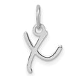 Uppercase Letter X Initial Charm Pendant in Real 14k White Gold