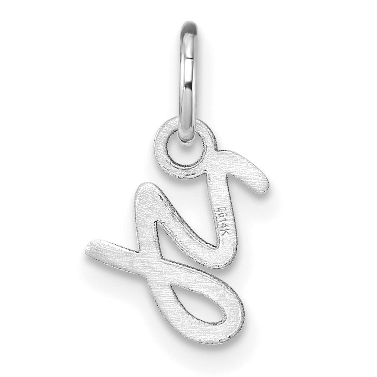 Uppercase Letter Y Initial Charm Pendant in Real 14k White Gold