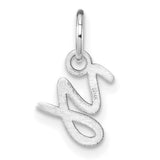 Uppercase Letter Y Initial Charm Pendant in Real 14k White Gold