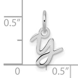Uppercase Letter Y Initial Charm Pendant in Real 14k White Gold