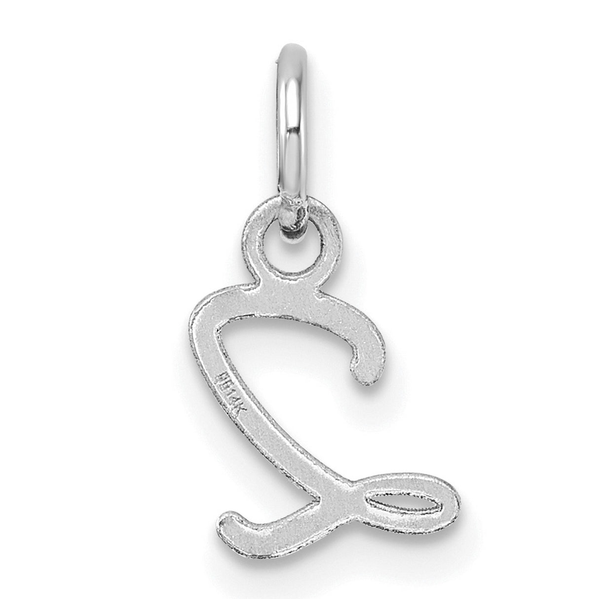Uppercase Letter Z Initial Charm Pendant in Real 14k White Gold