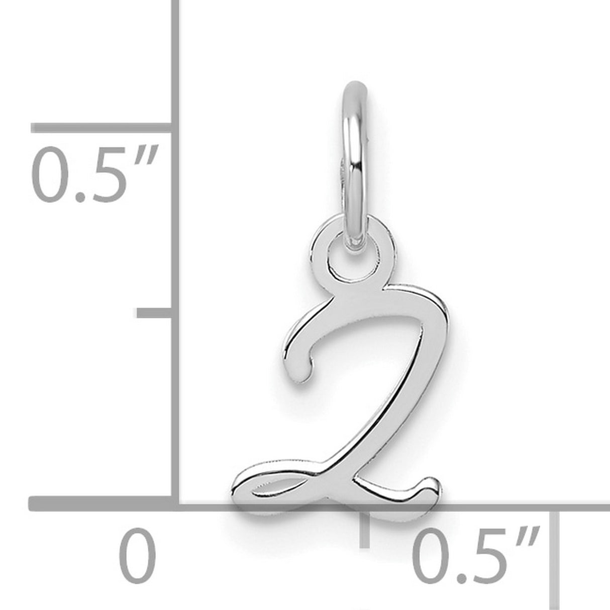 Uppercase Letter Z Initial Charm Pendant in Real 14k White Gold