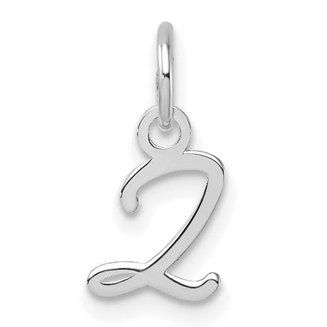 Uppercase Letter Z Initial Charm Pendant in Real 14k White Gold