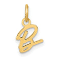 14k Yellow Gold Script Letter B Pendant, Polished Cursive Initial Charm for Women