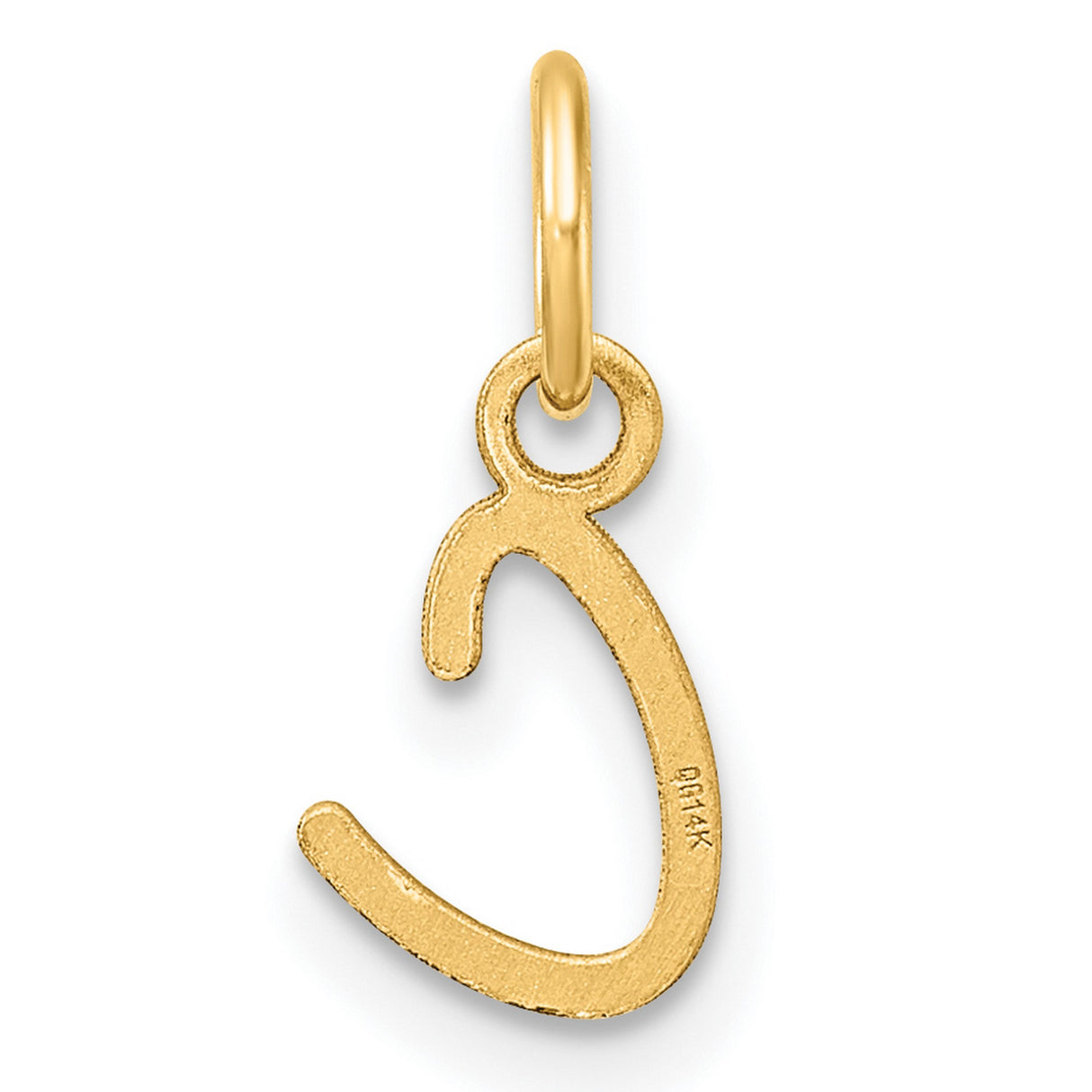14k Yellow Gold Initial Pendant with Cursive Letter C Charm, Unisex Monogram Jewelry