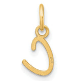 14k Yellow Gold Initial Pendant with Cursive Letter C Charm, Unisex Monogram Jewelry