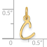 14k Yellow Gold Initial Pendant with Cursive Letter C Charm, Unisex Monogram Jewelry