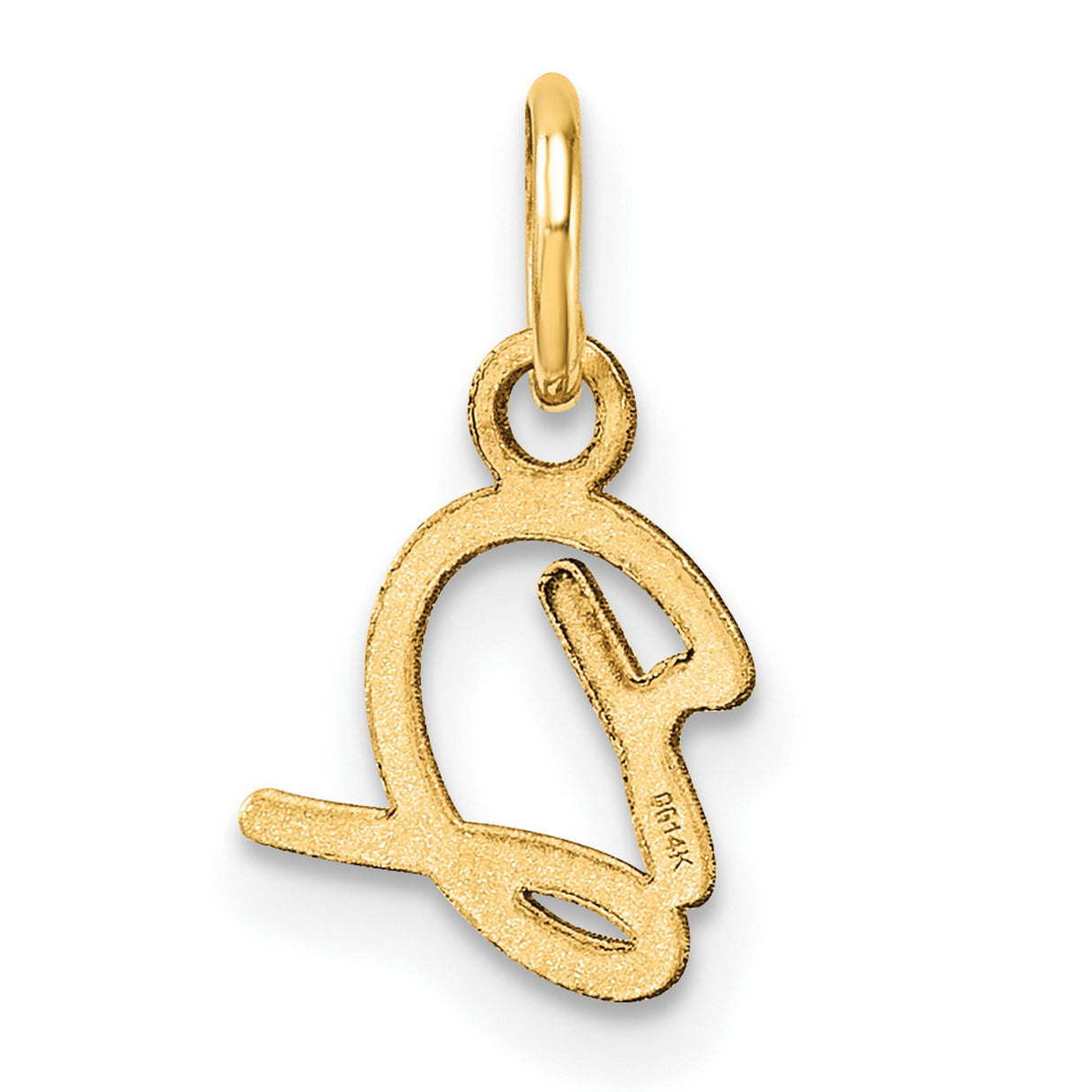 14k Yellow Gold Script Initial D Pendant Charm, Polished Cursive Letter Design for Women