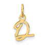 14k Yellow Gold Script Initial D Pendant Charm, Polished Cursive Letter Design for Women