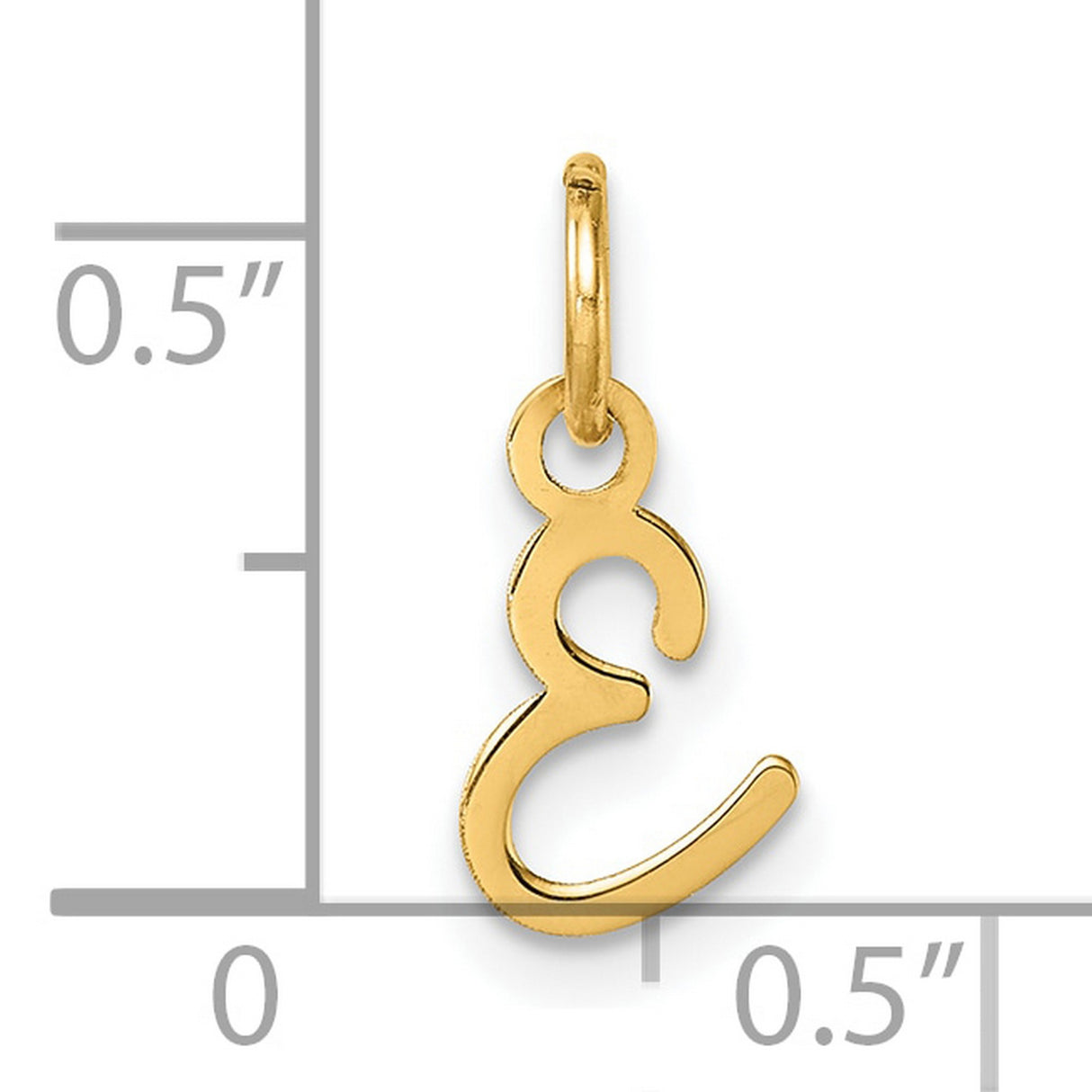 14k Yellow Gold Script Letter E Pendant Charm, Polished Alphabet Monogram Jewelry for Women or Unisex Wear