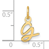 14k Yellow Gold Script Letter G Pendant, Cursive Initial Charm for Women