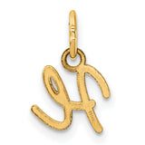 14k Yellow Gold Initial H Pendant, Script Letter Charm with Polished Finish for Women