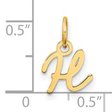14k Yellow Gold Initial H Pendant, Script Letter Charm with Polished Finish for Women