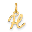 14k Yellow Gold Initial H Pendant, Script Letter Charm with Polished Finish for Women