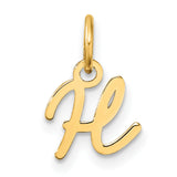 14k Yellow Gold Initial H Pendant, Script Letter Charm with Polished Finish for Women