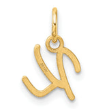 14k Yellow Gold Script K Pendant, Polished Cursive Initial Charm for Women