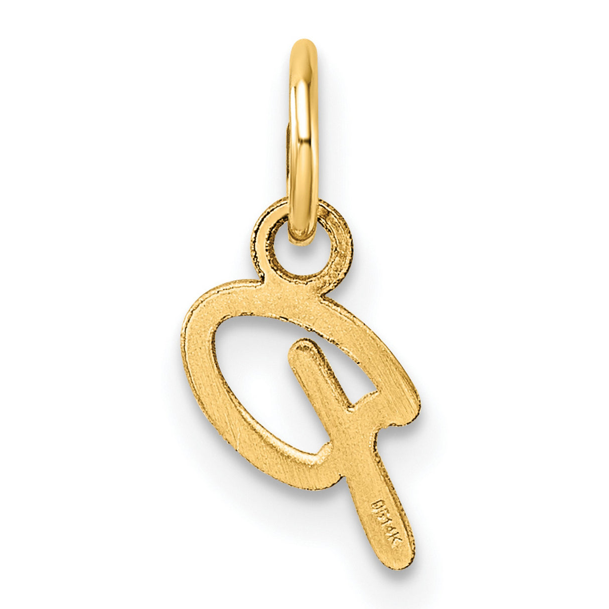 14k Yellow Gold Script Letter P Pendant, Polished Initial Charm for Necklace or Bracelet