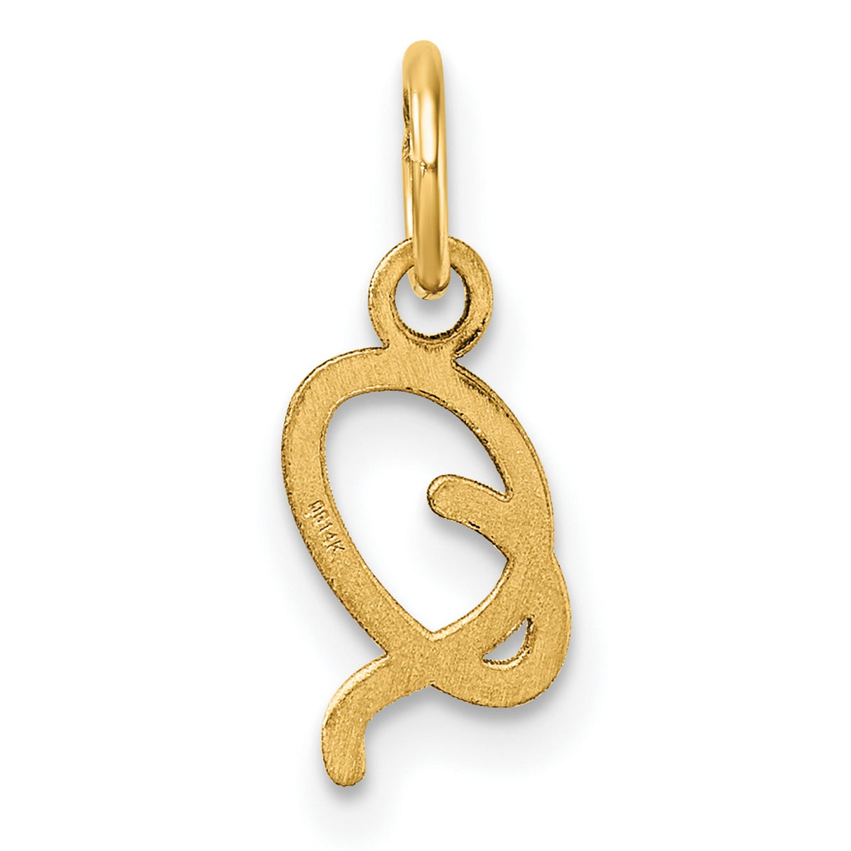 Uppercase Letter Q Initial Charm Pendant in Real 14k Yellow Gold