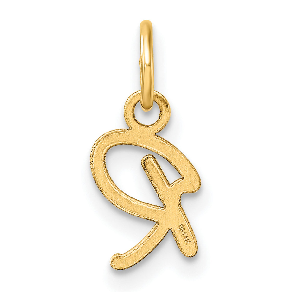 14k Yellow Gold Script Initial R Pendant, Cursive Letter Charm with Polished Finish
