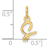 14k Yellow Gold Arabic Letter Ayn Pendant, Polished Script Calligraphy Design