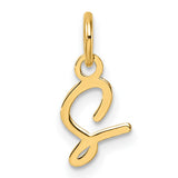 14k Yellow Gold Arabic Letter Ayn Pendant, Polished Script Calligraphy Design
