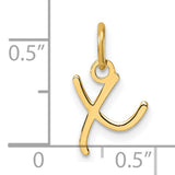 Uppercase Letter X Initial Charm Pendant in Real 14k Yellow Gold