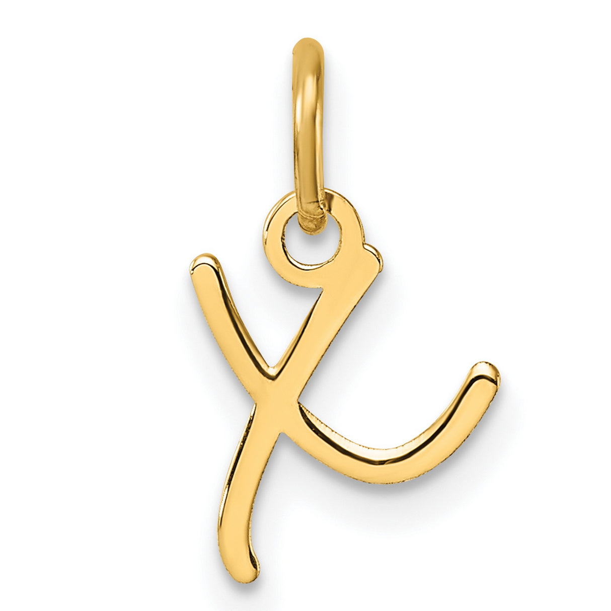 Uppercase Letter X Initial Charm Pendant in Real 14k Yellow Gold