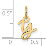 Uppercase Letter Y Initial Charm Pendant in Real 14k Yellow Gold