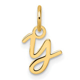 Uppercase Letter Y Initial Charm Pendant in Real 14k Yellow Gold