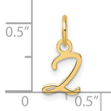 Uppercase Letter Z Initial Charm Pendant in Real 14k Yellow Gold