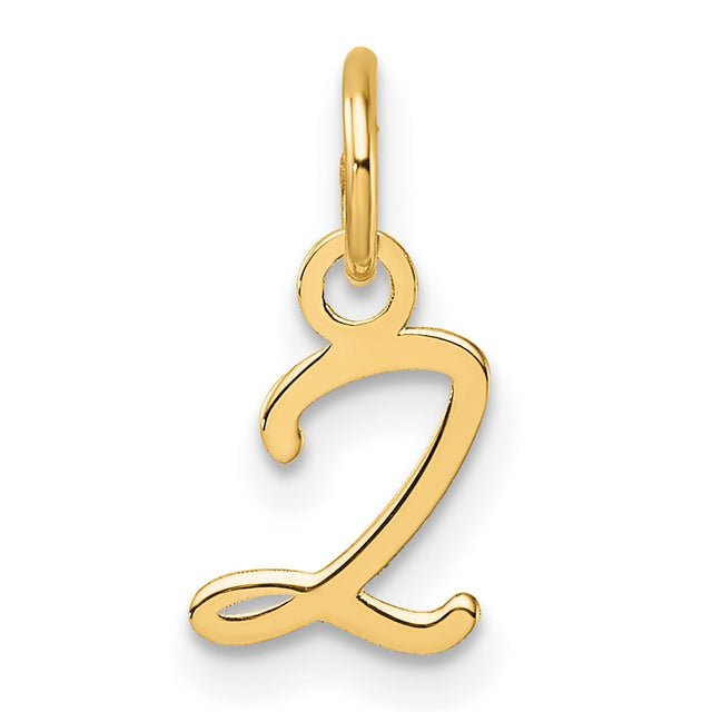 Uppercase Letter Z Initial Charm Pendant in Real 14k Yellow Gold