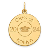 Personalized Graduation Charm Pendant in Real 14k Yellow Gold