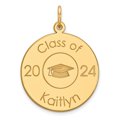 Personalized Graduation Charm Pendant in Real 14k Yellow Gold
