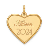 Personalized Graduation Charm Pendant in Real 14k Yellow Gold