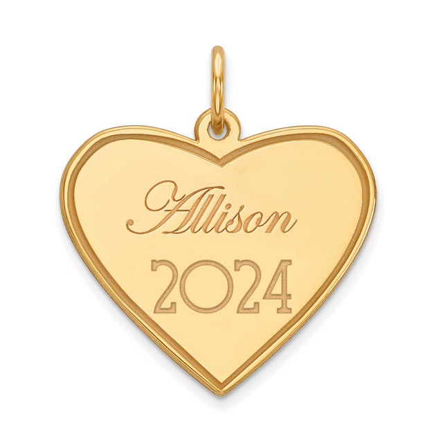 Personalized Graduation Charm Pendant in Real 14k Yellow Gold