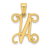 14k Yellow Gold Initial N Pendant, Script Letter Charm, Monogram Jewelry for Women