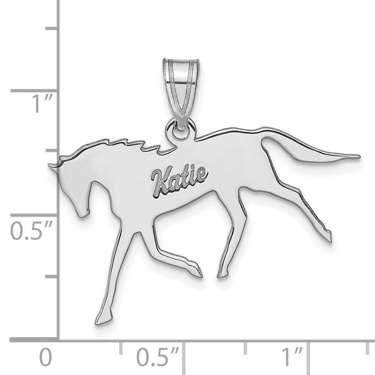 Horse with Name Charm Pendant in Real 925 Sterling Silver