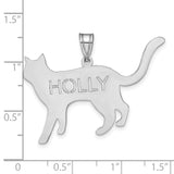 Cat with Cut-out Name Charm Pendant in Real 925 Sterling Silver