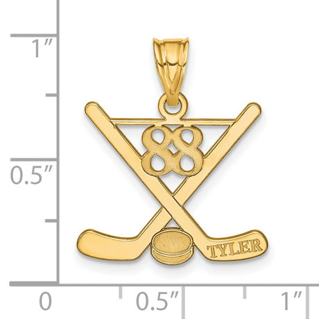 Hockey Charm Pendant in Real 14k Yellow Gold