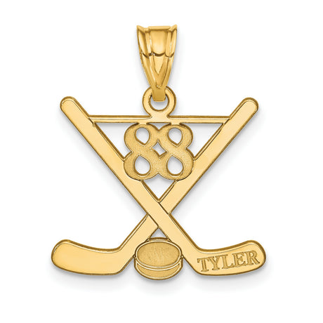 Hockey Charm Pendant in Real 14k Yellow Gold